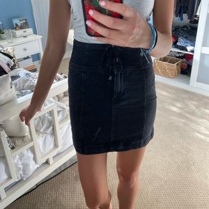 Free People black denim skirt